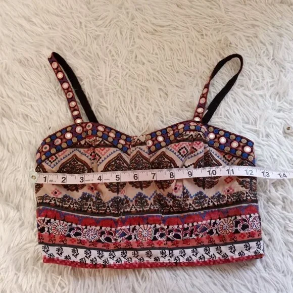 Xhilaration S Small Festival Crop Top Boho Tribal Summer Concerts  Beach Vacay - Picture 5 of 6
